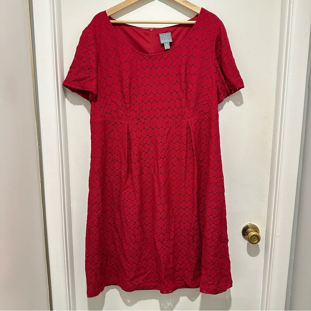 Rabbit Rabbit Rabbit Dress Size‎ 18 Red Short Sleeves Fit And Flair Women Dress